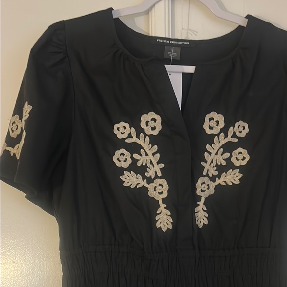 NWT French Connection Embroidered Black Maxi Dress - Picture 4 of 4
